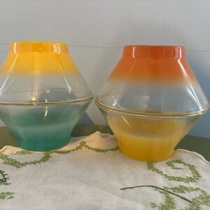 Vintage Midcentury Blendo Bowls Gold Rimmed Frosted Glass Set Of 4